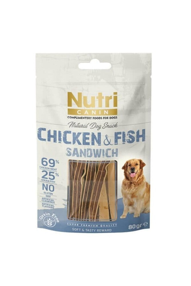 Nutri Canin Tahılsız Tavuklu Ve Balıklı Sandviç Köpek Ödülü 80 GR | SRC: Barcode: 8699310420312